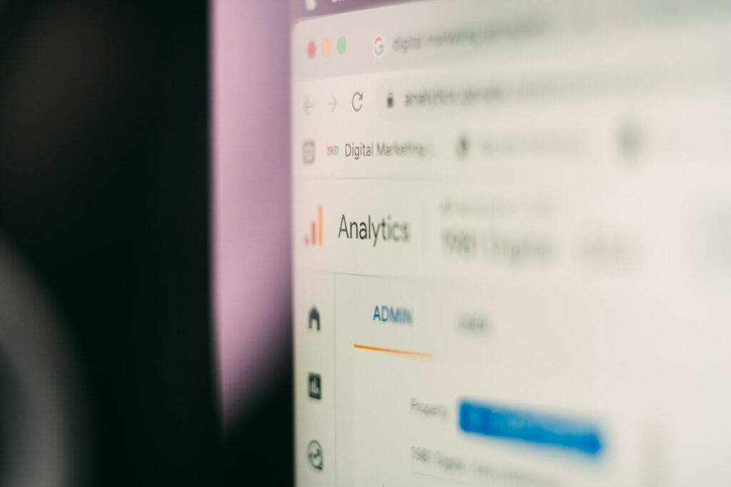 a close up of a computer screen with google analytics on screen