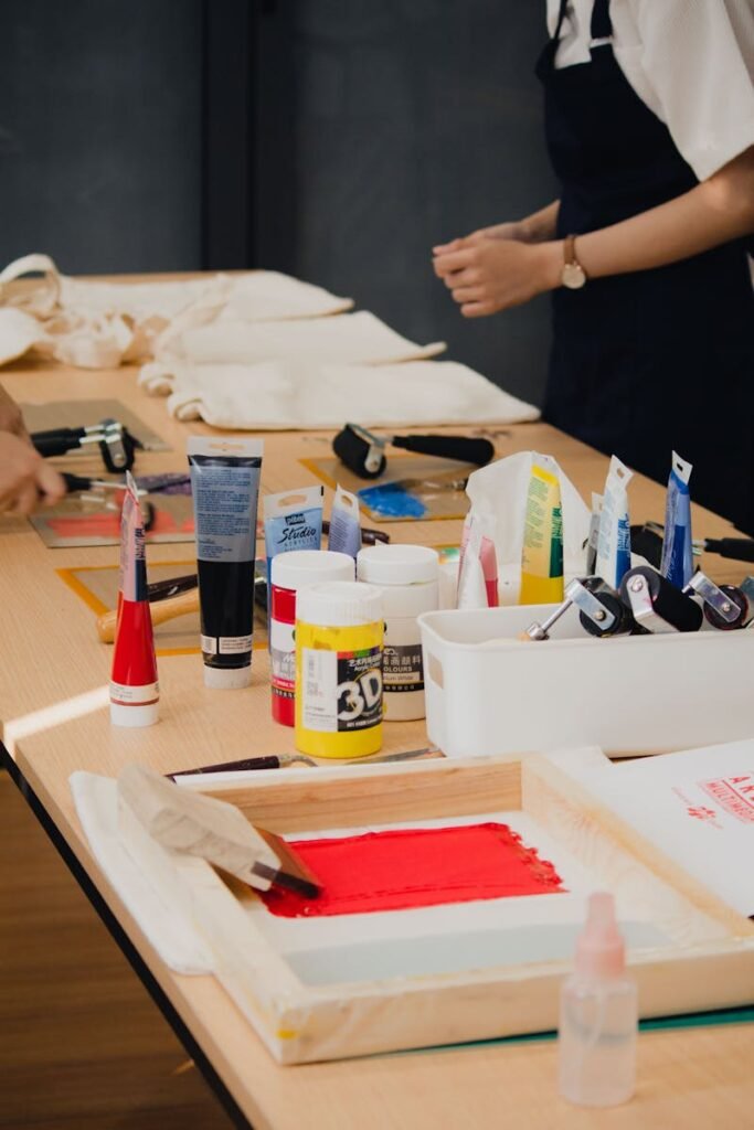 A Table with Art Supplies